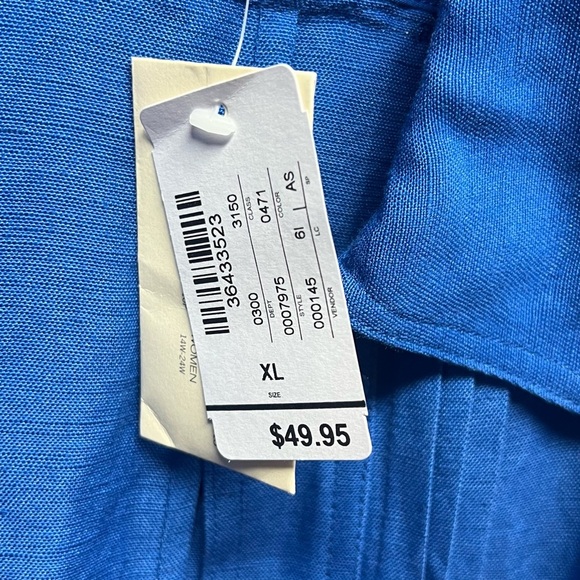 Christopher & Banks Linen Blend Jacket Womens XL Blue Button Up Pockets New - Picture 6 of 11